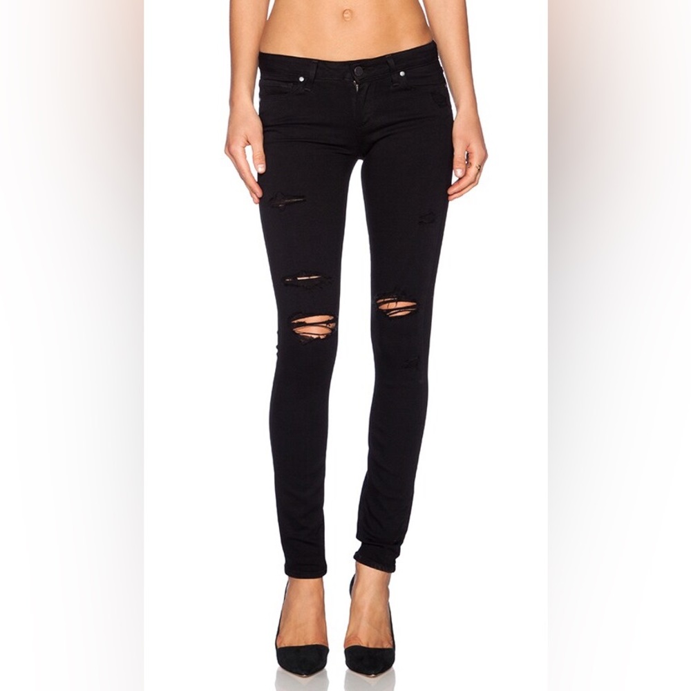 Paige Verdugo Ultra Skinny in Black Shadow Destructed Sz 28